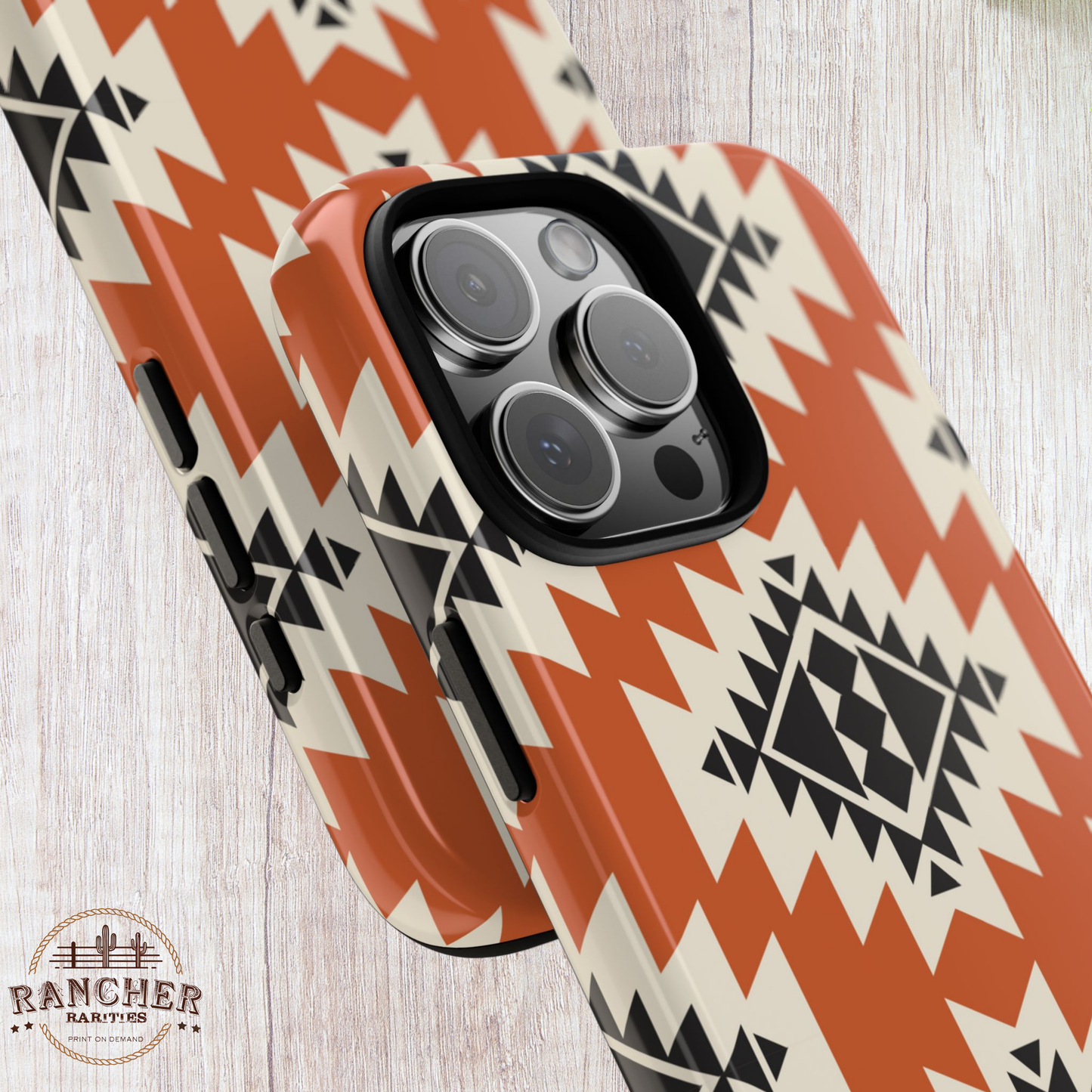 Western Phone Case | Native Orange Patterns Cover for iPhone, Samsung Galaxy & Google Pixel