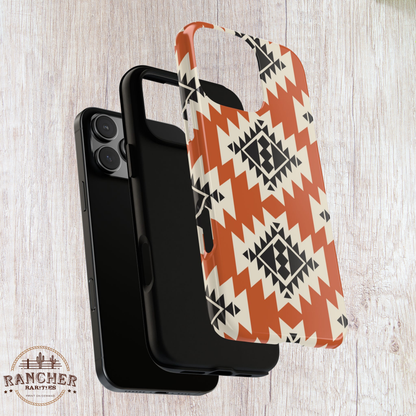 Western Phone Case | Native Orange Patterns Cover for iPhone, Samsung Galaxy & Google Pixel