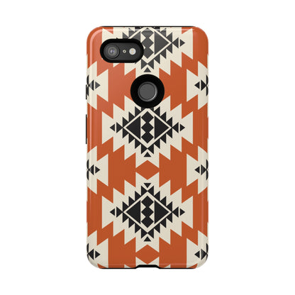 Western Phone Case | Native Orange Patterns Cover for iPhone, Samsung Galaxy & Google Pixel