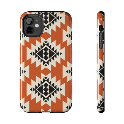 Western Phone Case | Native Orange Patterns Cover for iPhone, Samsung Galaxy & Google Pixel