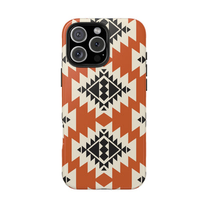 Western Phone Case | Native Orange Patterns Cover for iPhone, Samsung Galaxy & Google Pixel